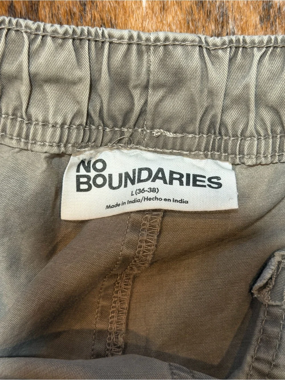 No Boundaries Men’s L 36 38 Olive Green Baggy Cargo Adjustable Drawstring Pants